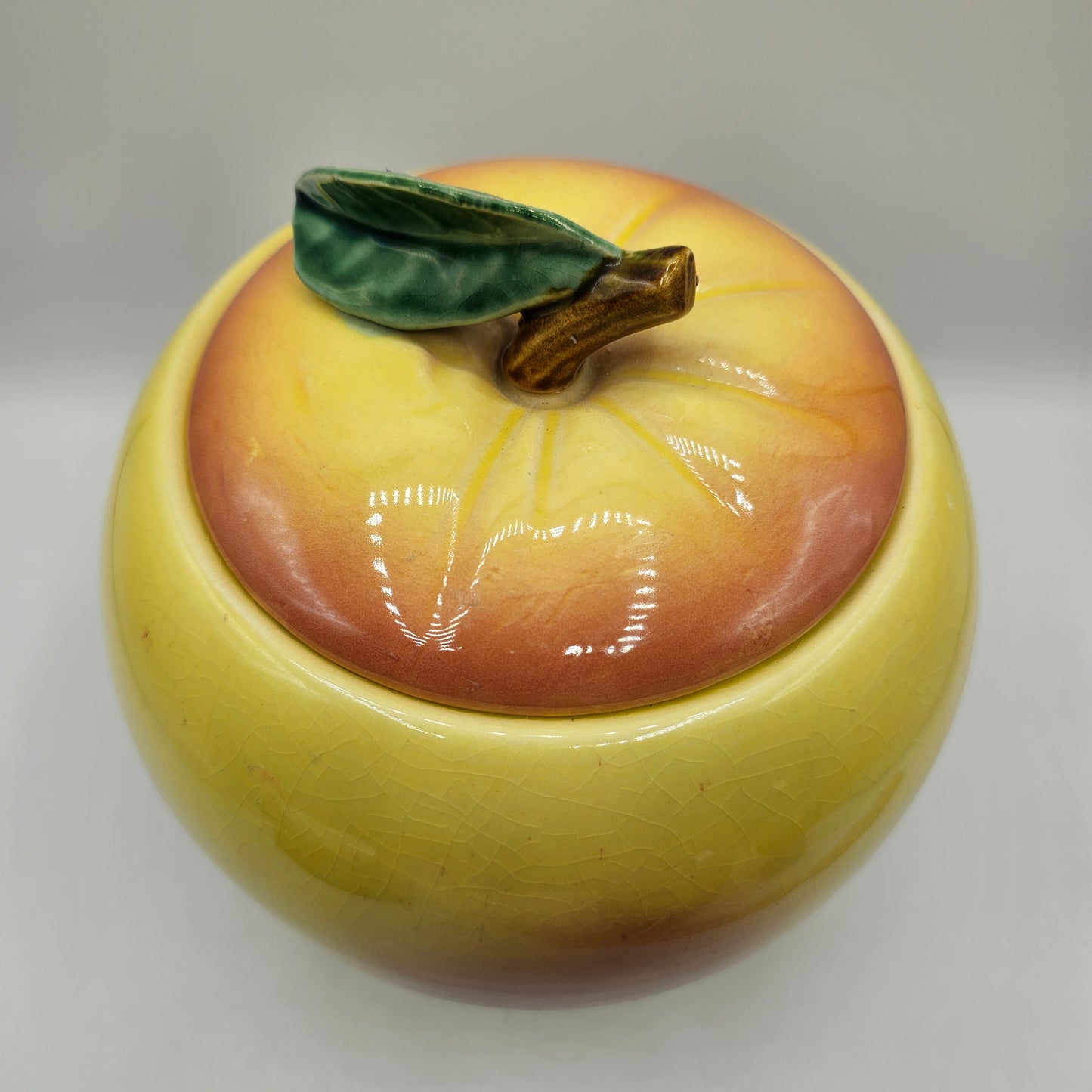 Vintage McCoy Blushing Apple Ceramic Lidded Cookie Jar