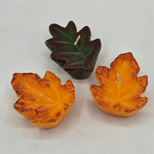 Leaf Shaped Wax Floating Candles - Set of 3