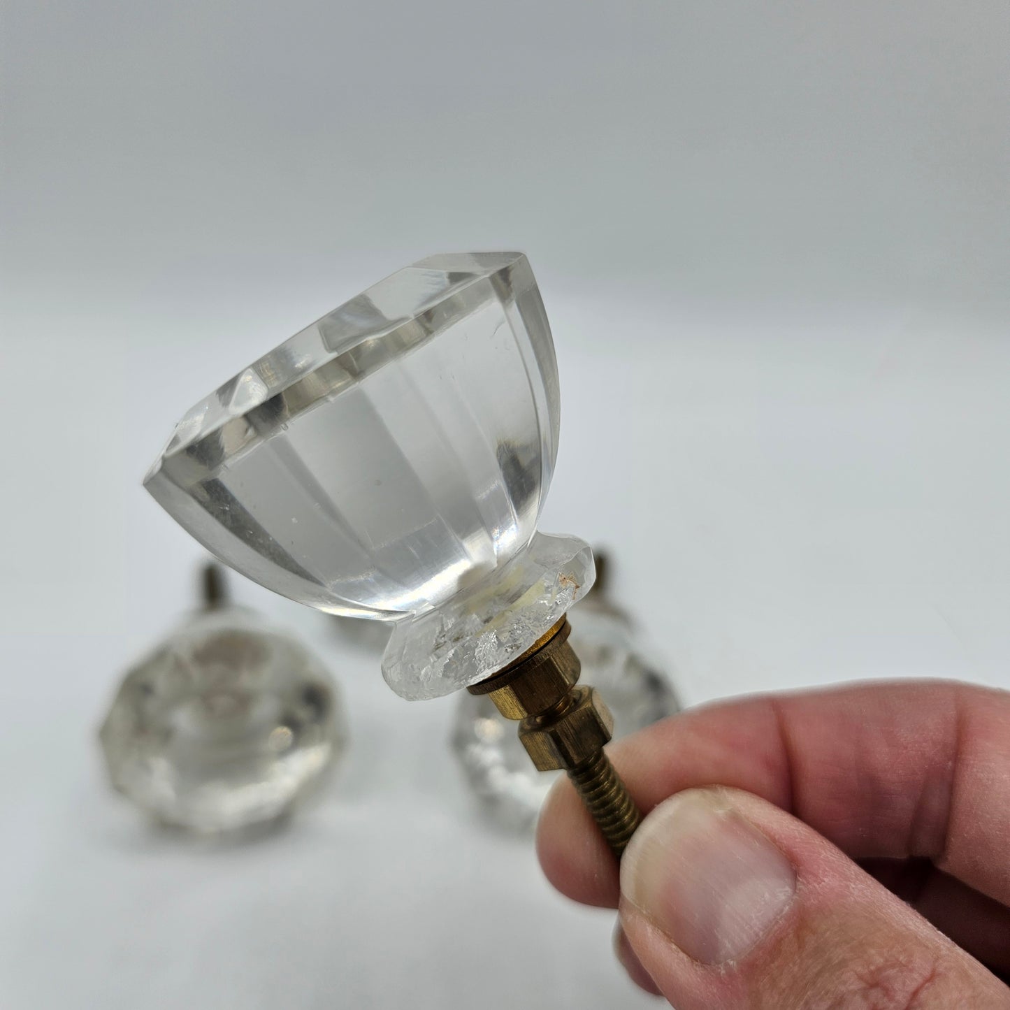 Vintage Faceted Glass Knobs Handles for Drawers -Set of 4