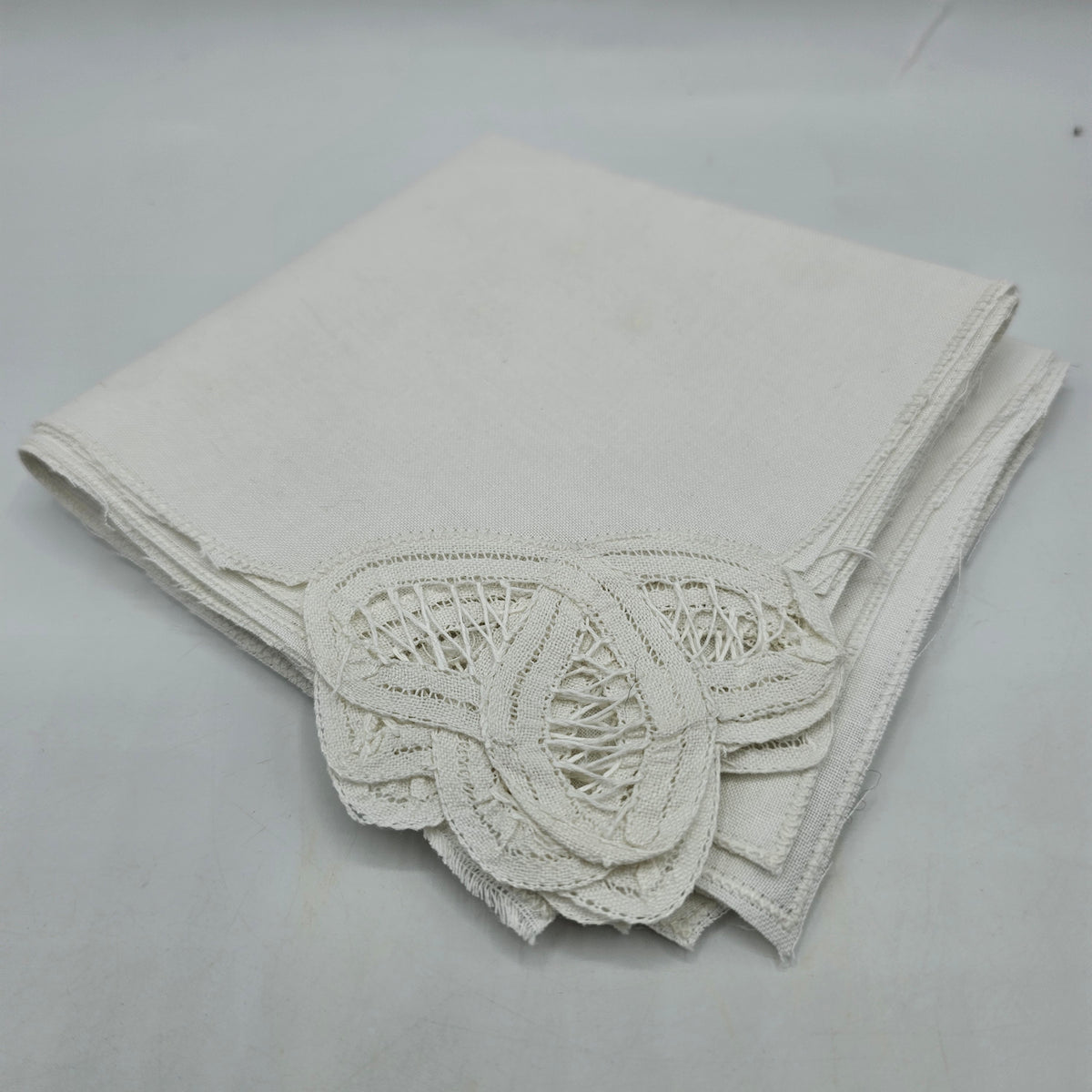 Embroidered Lace Corner Cotton Handkerchief / Hanky - Set of 4