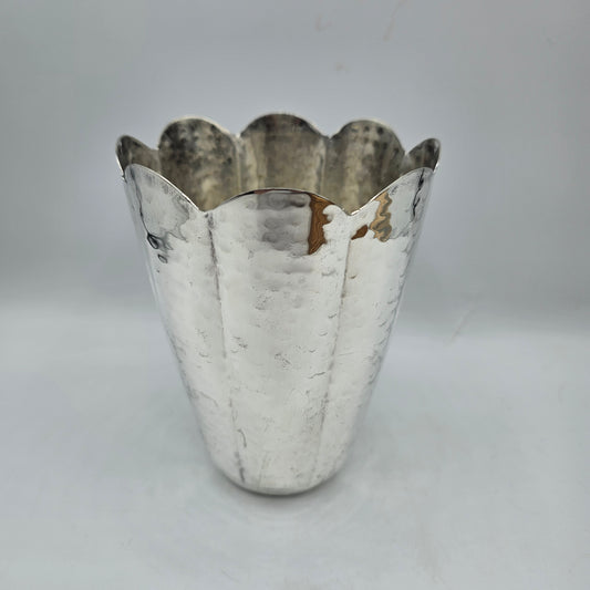 Silver Plated Decorative Vase with Hammered Finish