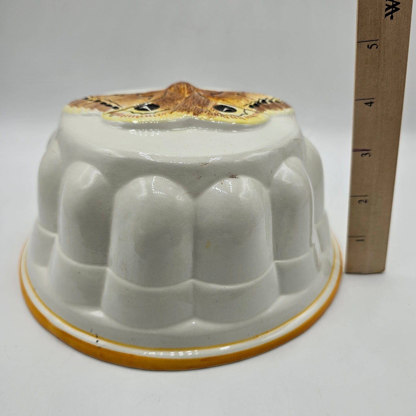 Vintage Hand Painted Ceramic Mold with Silk Moth by ABC Bassano of Italy