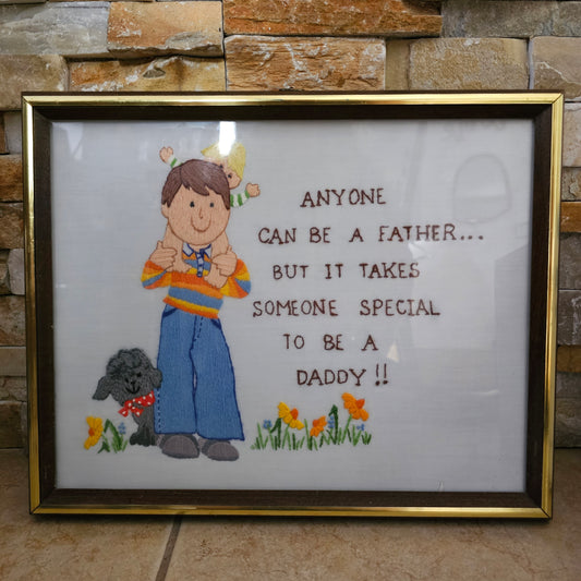 "Special Daddy" Framed Crewel Stitchery Gift for Dad