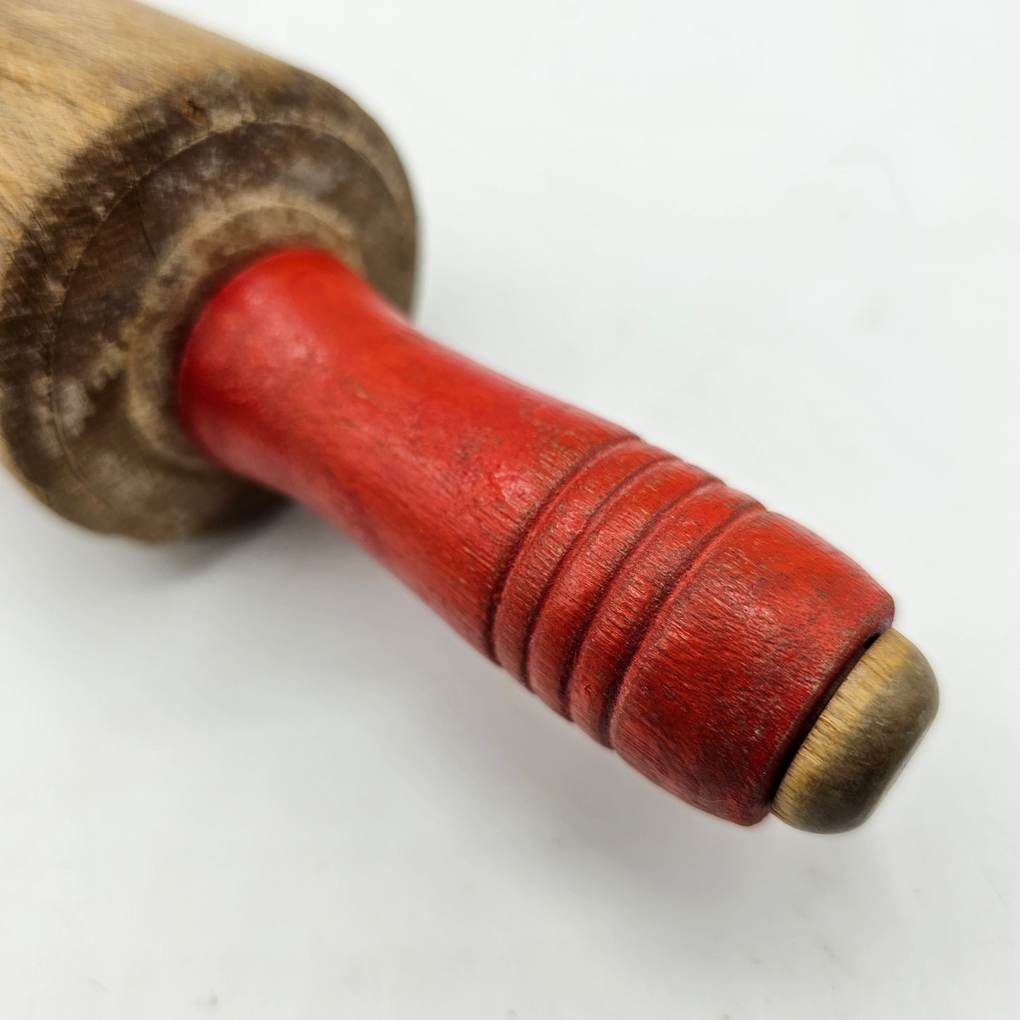 Vintage Wooden Rolling Pin with Red Handles