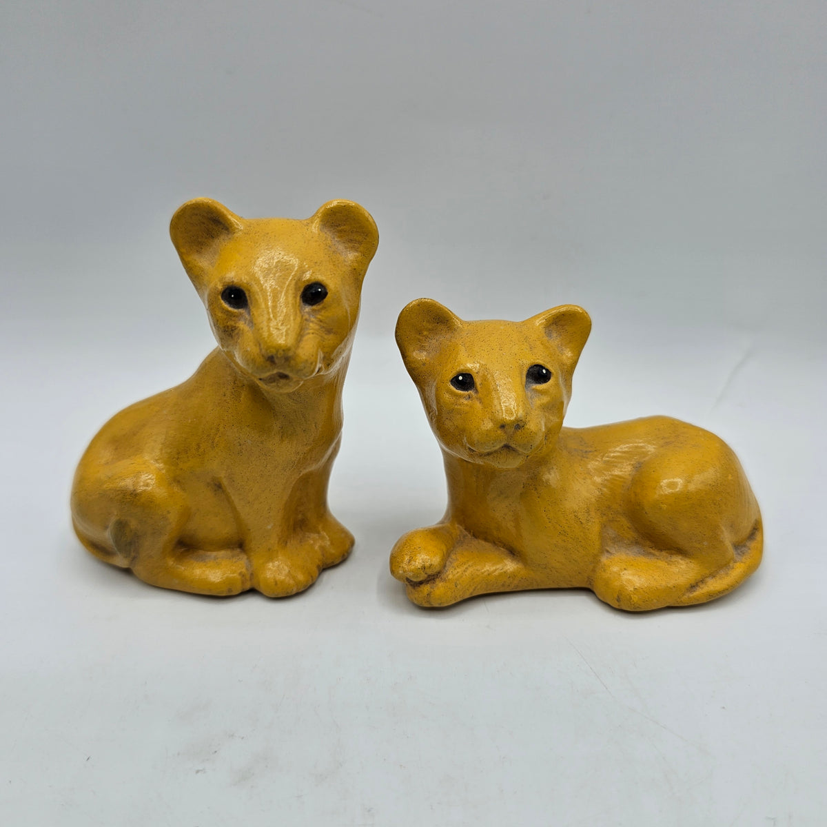 Vintage Painted Ceramic Mold Lion Cubs