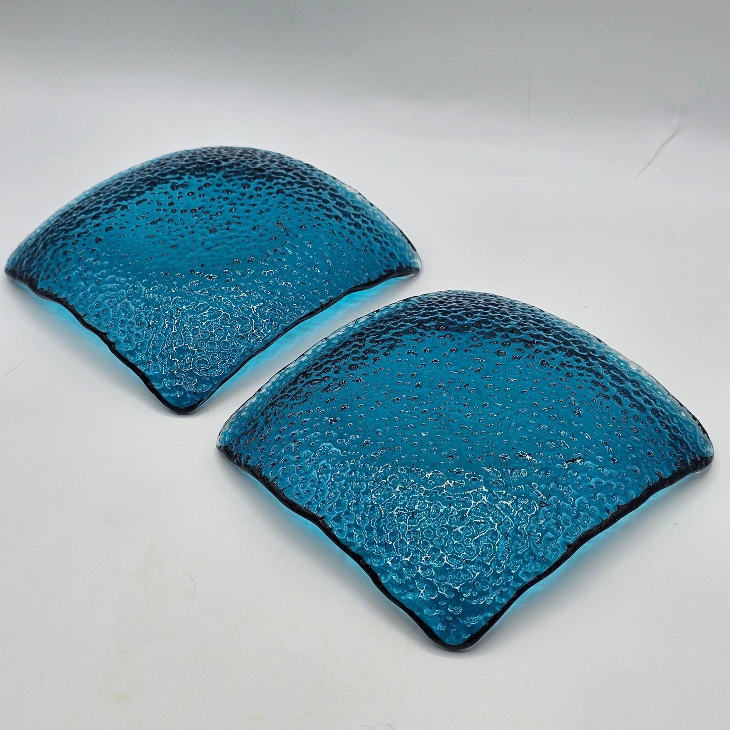 Square Blue Recycled Glass Trinket / Candy Dish - Set of 2