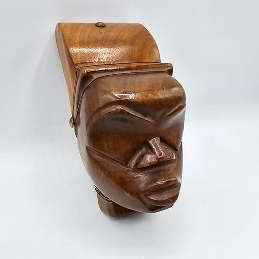 Carved Wood African Bust Wall Hanging