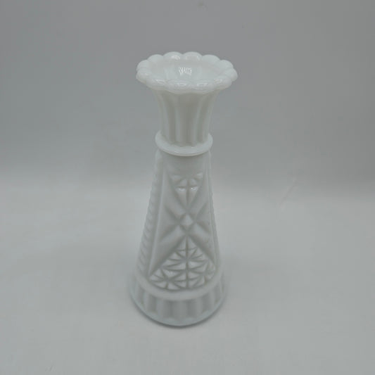 Vintage Petal Top Milk Glass Vase