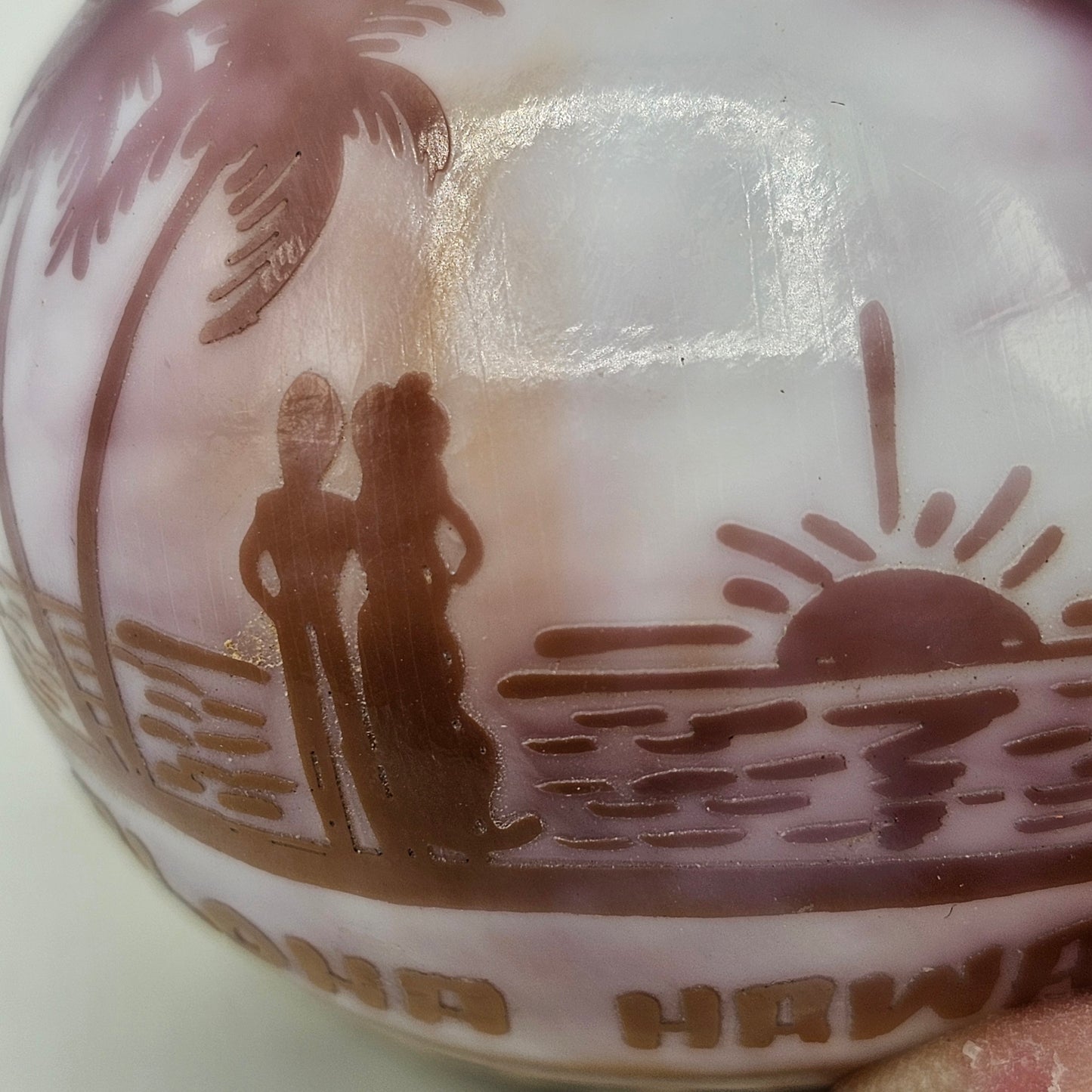 Aloha Hawaii Carved Etched Cowrie Shell