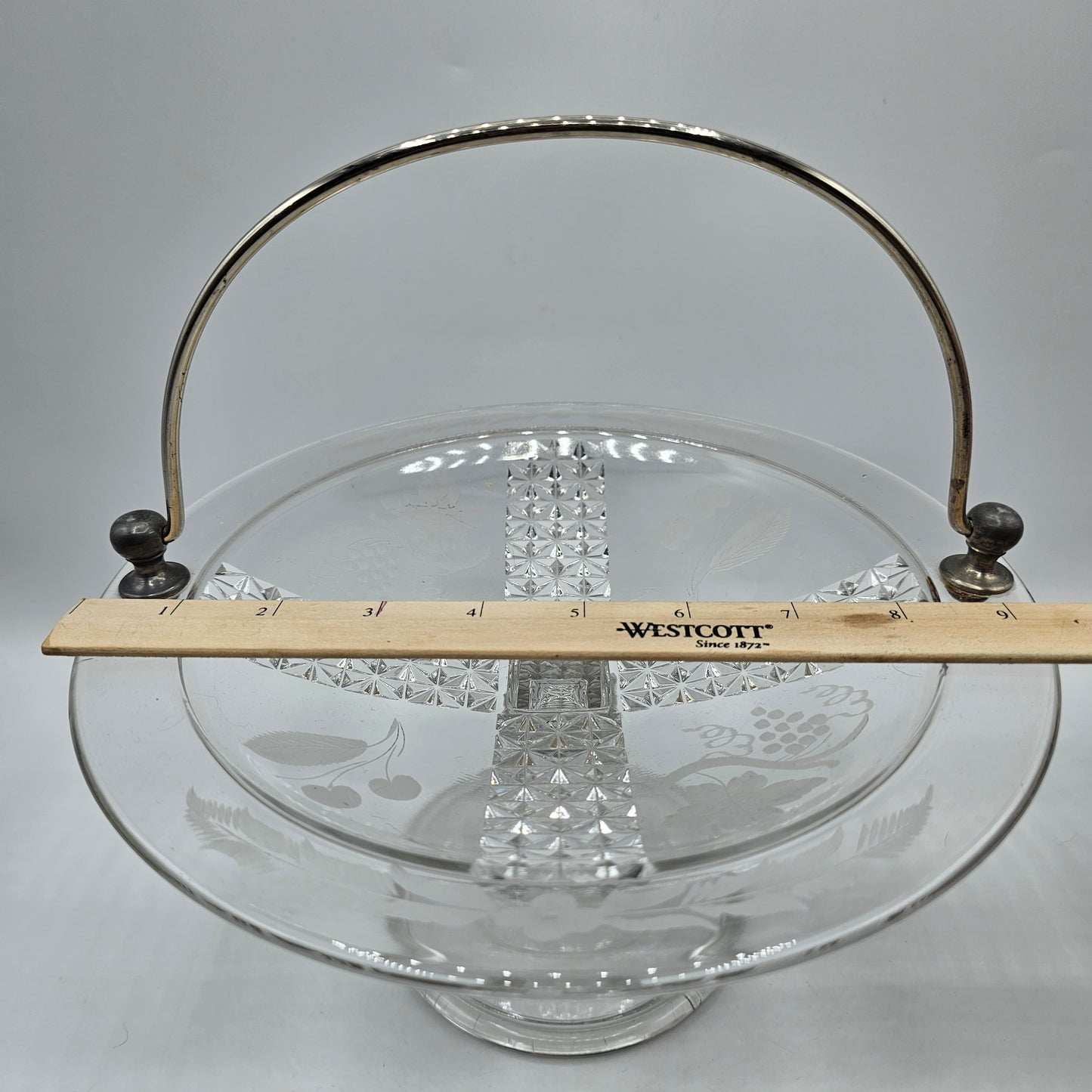 EAPG Vintage Pressed Glass Bridal basket with Handle