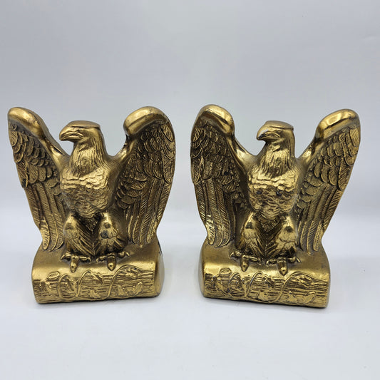 Vintage Gold Tone Brass Majestic Eagle Bookends