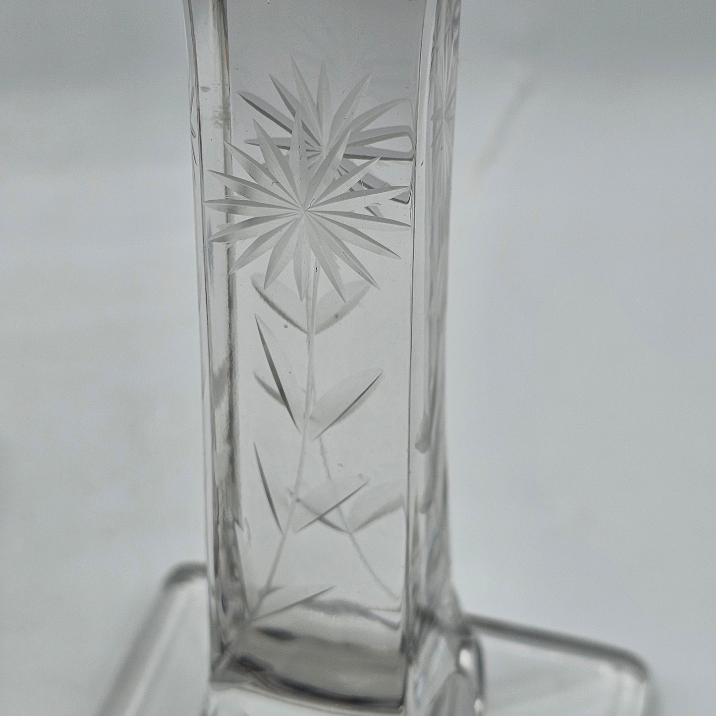 Vintage Etched Glass Taper Candlestick Pair