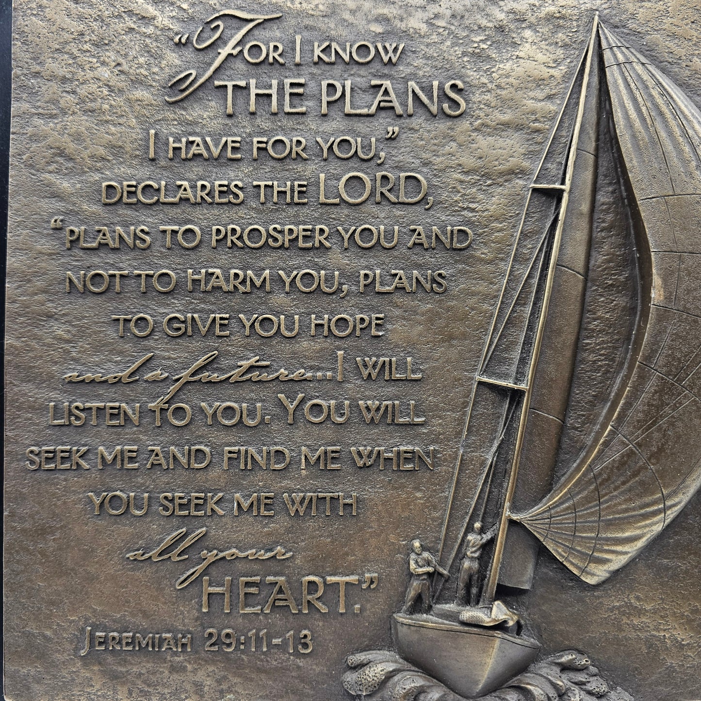 Inspirational Christian Bible Verse Plaque with Sailboat by Moments of Faith - Jeremiah 29