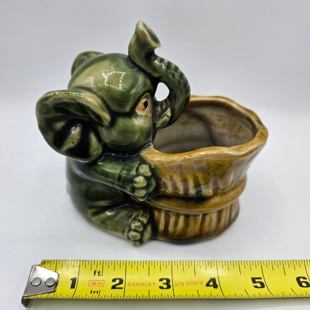 Vintage Majolica Asian Elephant Planter