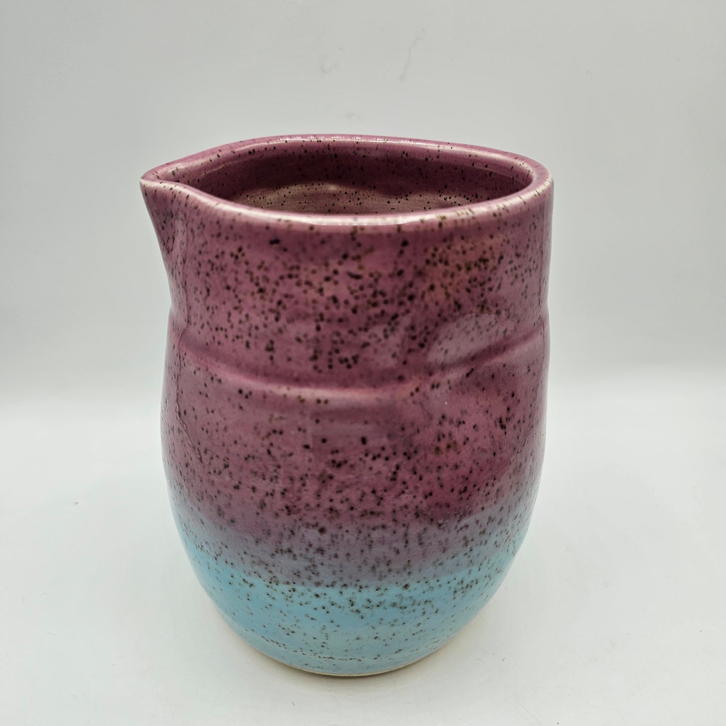 Artisan Made Pastel Colors Painted and Glazed Speckled Pitcher and Cup