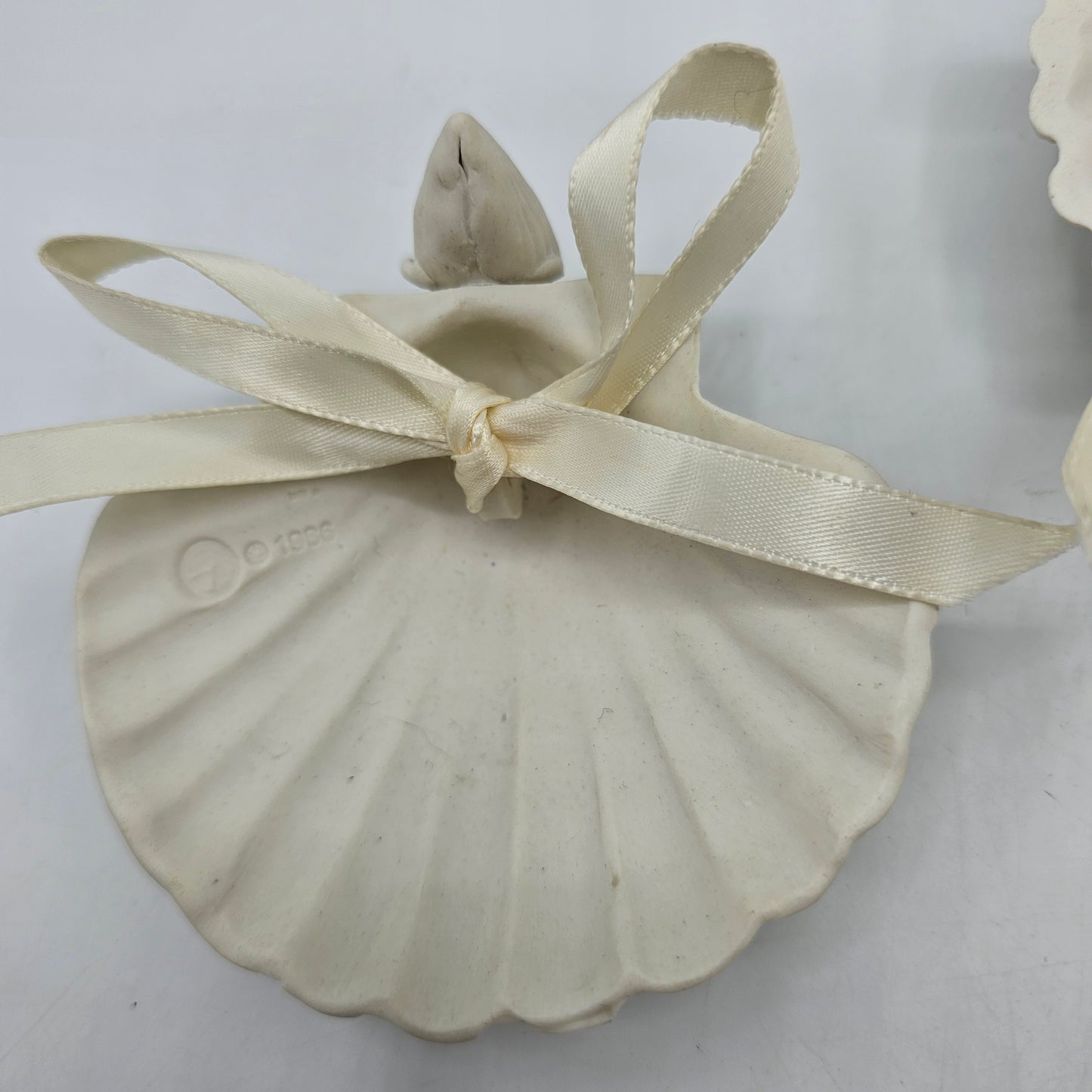 Margaret Furlong Bisque Porcelain Seashell Angel Wall Hangings