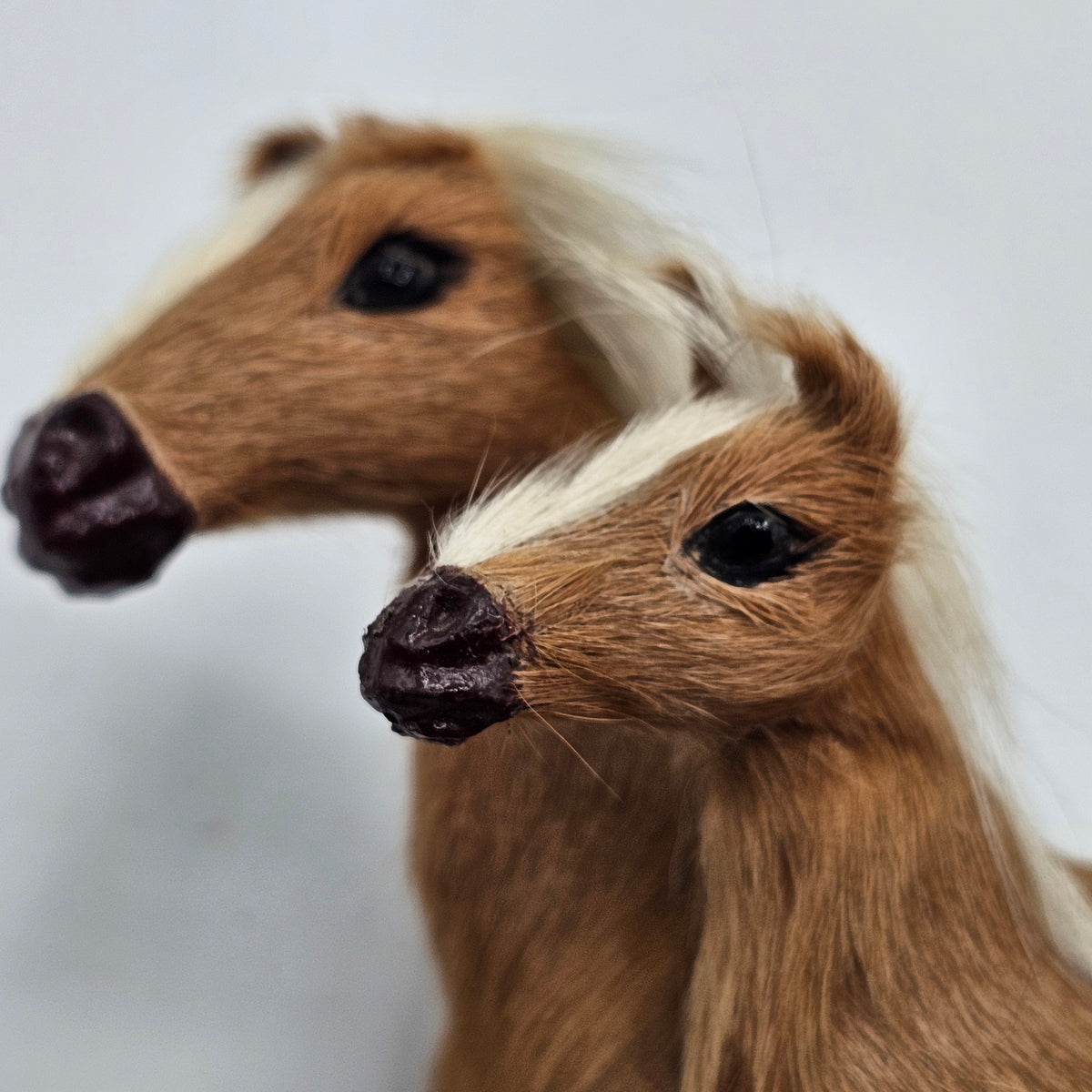 Vintage Mare and Foal Horse Figurine with Real Hair