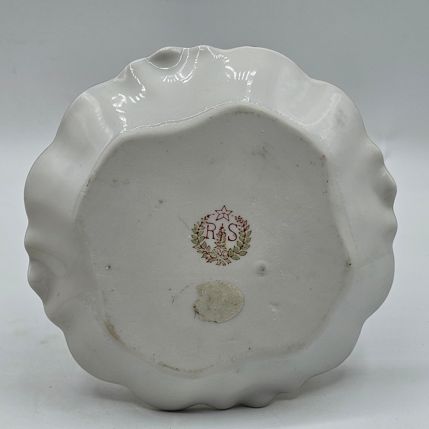 Vintage Hand Painted Porcelain Floral Hat Pin Holder with Ring Dish