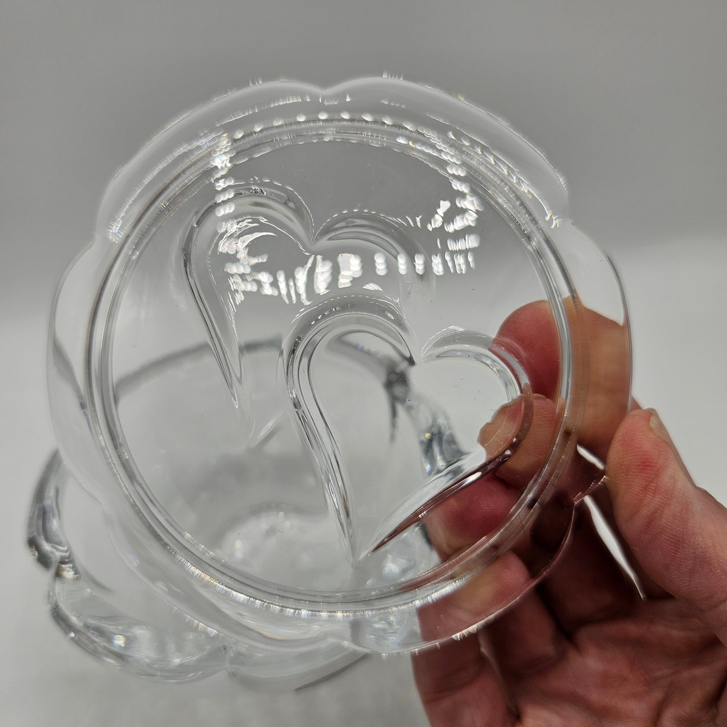 Lead Crystal Double Heart Lidded Trinket Box by DePlomb