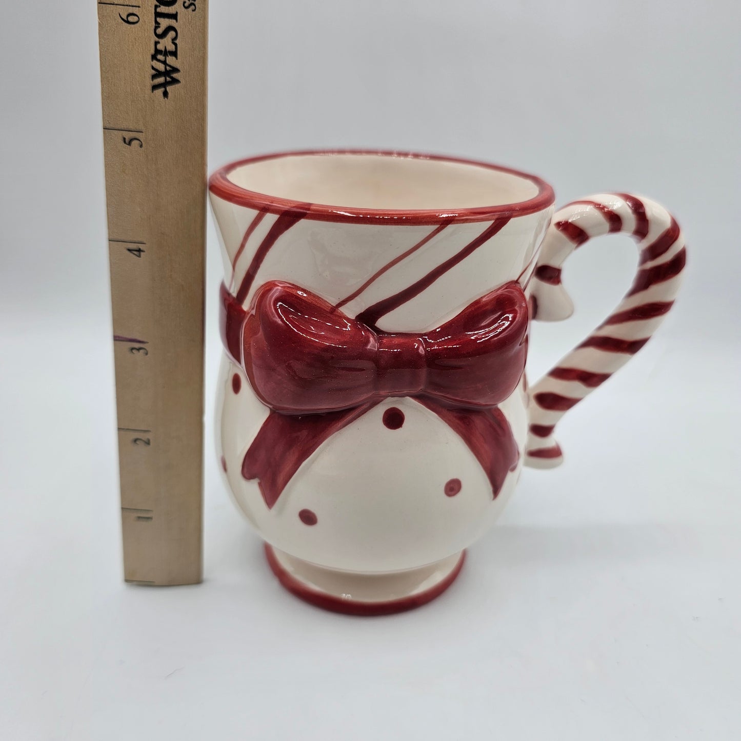 Polka Dot and Bow Candy Striped Mug and Plate Set