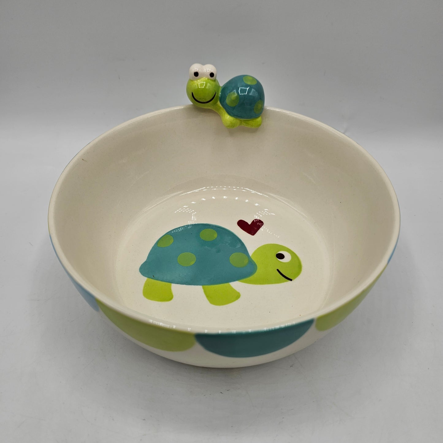 Hand Painted Turtle Bowl with Turtle Figure and Plate by Pasabahce Magazalan