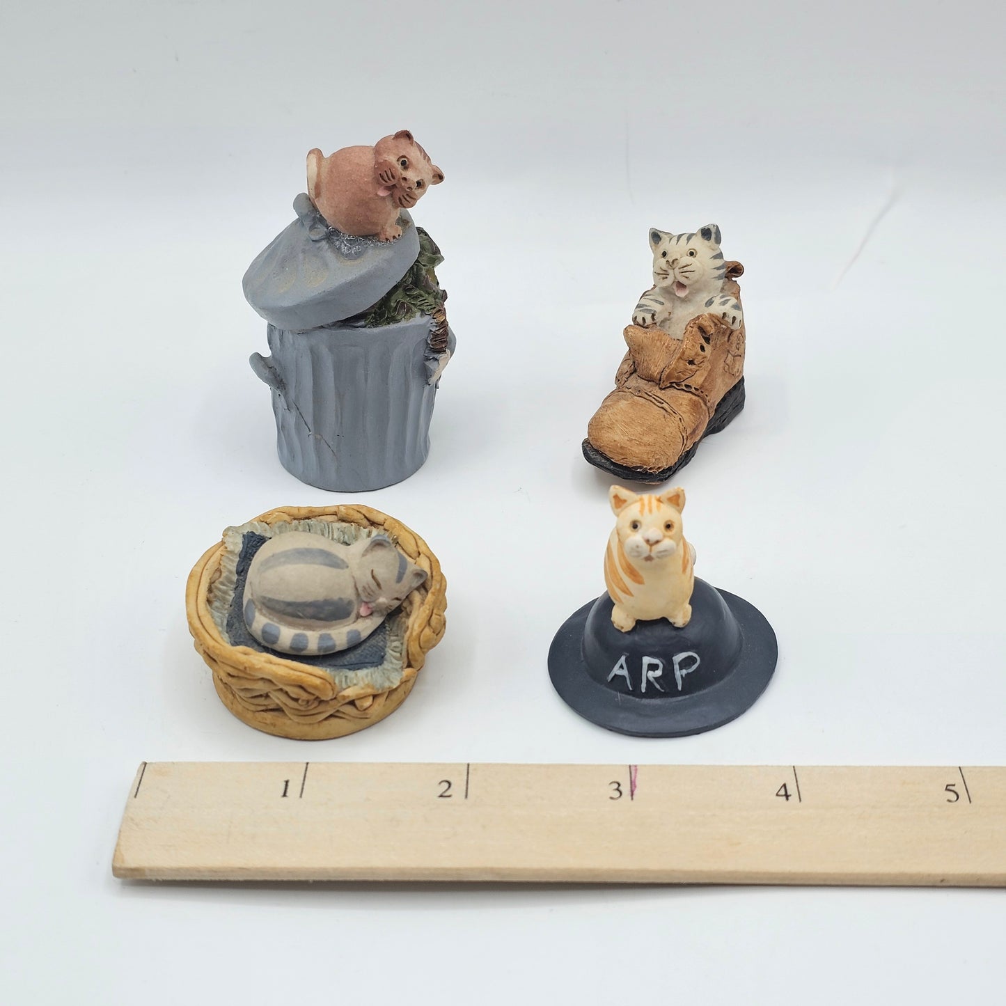 Vintage 1980's Country Cat Figurines by Peter Fagen - Set of 4