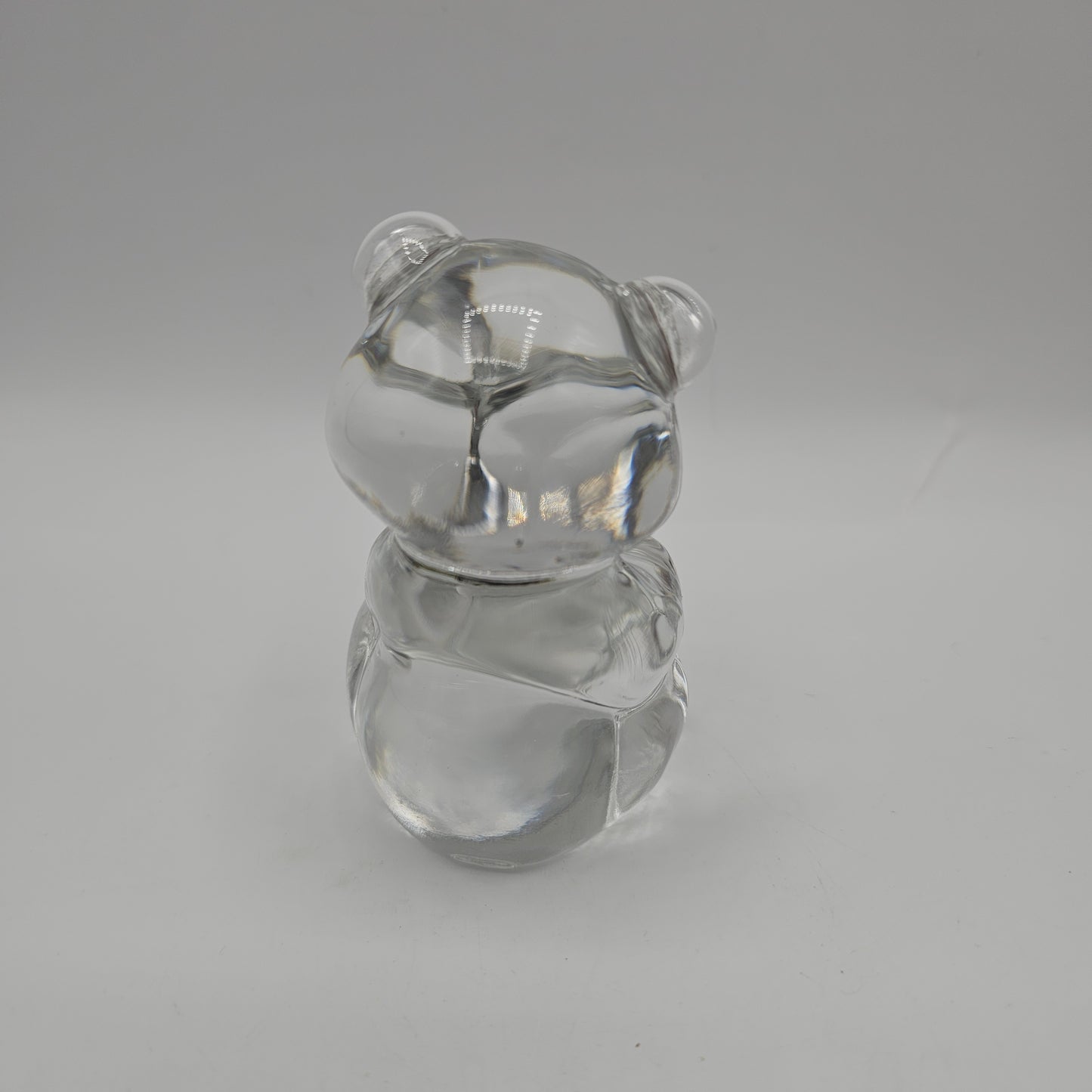 Fenton Clear Crystal Birthday Bear with Blue Birthstone Heart