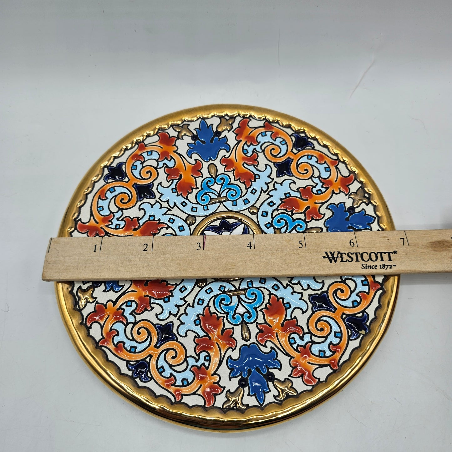 Cearco Cuerda Seca Hand Painted Wall Plaque with 24K Gold - Made in Spain