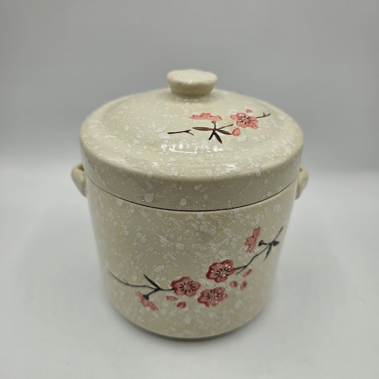 Japanese Cherry Blossom Double Lidded Steamer or Butter Crock