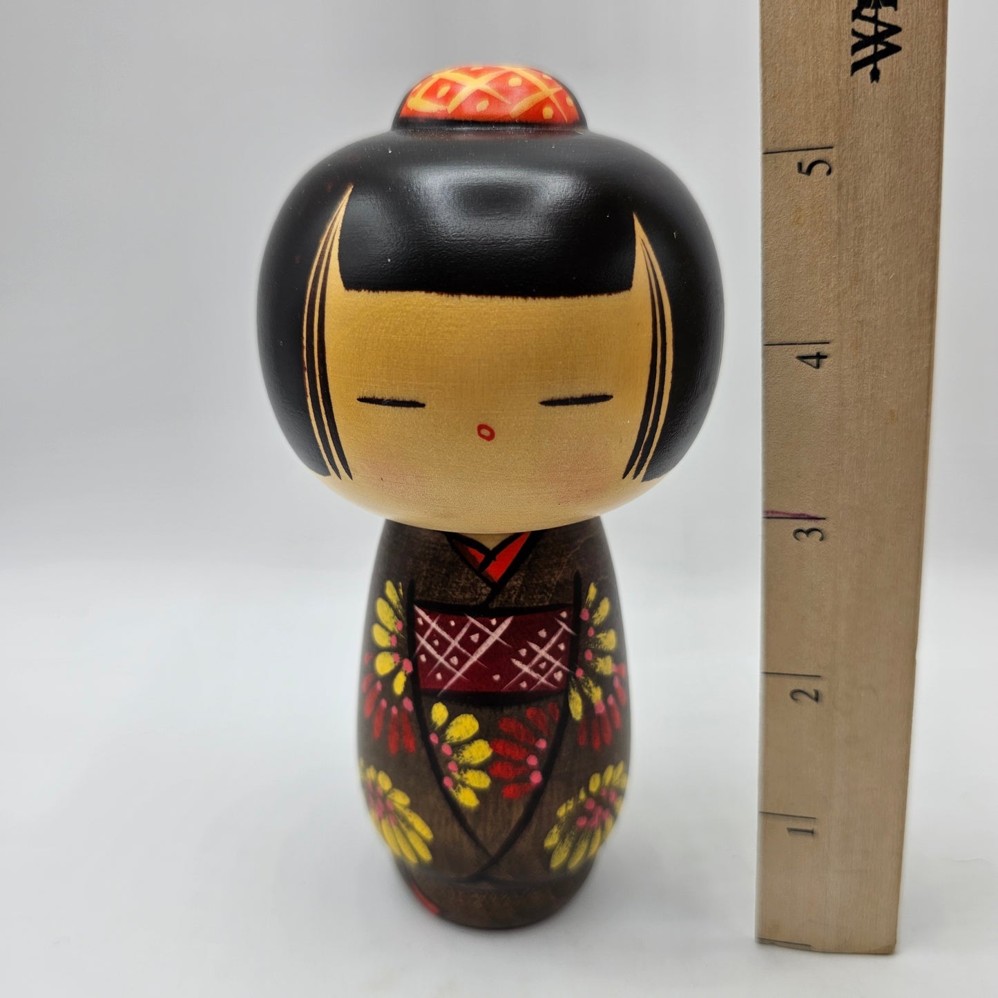 Kokeshi Doll Girl with Black - Signed, Made in Japan
